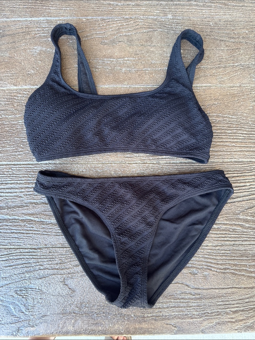 Classic Black Textured Bikini Set
